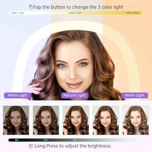 FUNTOUCH Rechargeable Wall Mounted Lighted Makeup Vanity Mirror, Double Sided 1X/7X Magnification, 3 Dimmable Light Settings, Extension Arm, Oval Frame, Ideal for Makeup