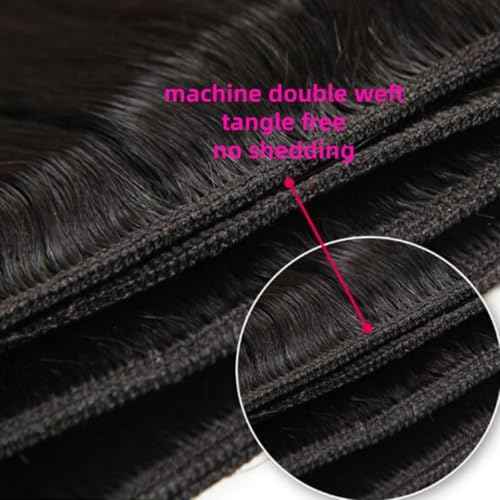 Bundles with Closure Human Hair Body Wave Bundles Human Hair with 4x4 Lace Closure 100% Unprocessed Virgin Hair Extensions Natural Color (14" 14" 14" + 10" Closure)