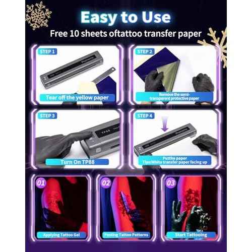 TP88 Wireless Tattoo Transfer Stencil Printer, Thermal Tattoo Machine with 10pcs Free Stencil Paper, Compatible with Smartphone & PC, Portable Printer for Artists & Beginners, Gray