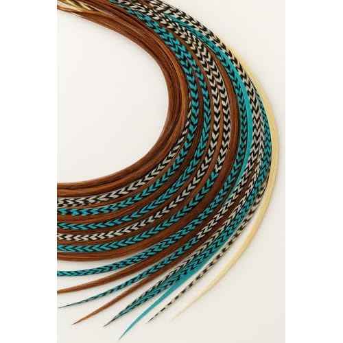 Sexy Sparkles - Feather Hair Extensions, 20 Hair Feathers 8-11 Inches with 20 Beads and Loop Tool Kit
