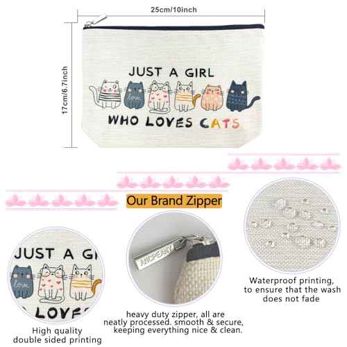 Cat Themed Makeup Bags for Women & Girls - Cute Travel Cosmetic Bags with Zipper Pouch - Funny Cat Mom Gifts for Birthday & Christmas