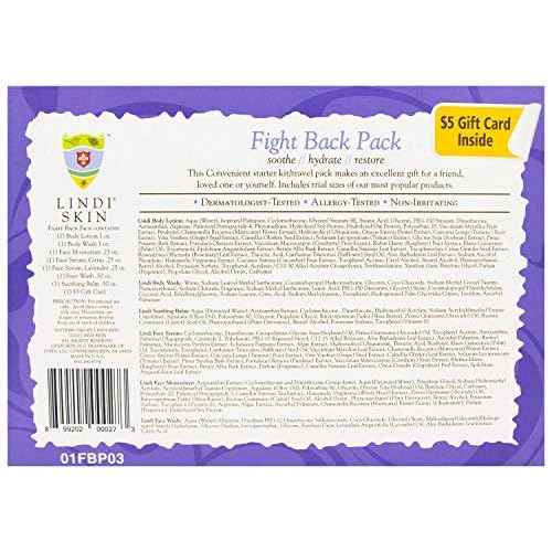 LINDI SKIN Fight Back Pack - Starter Kit That Includes Body Lotion, Body Wash, Face Serum, Face Moisturizer, Soothing Balm, and Face Wash for Chemo Rash, Radiation Burn & Other Cancer Side-Effects