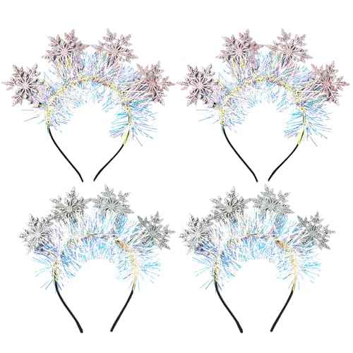 Snowflake Christmas Headband Snow White Pink Snowflake Headband Xmas Glitter Hairband for Women Christmas