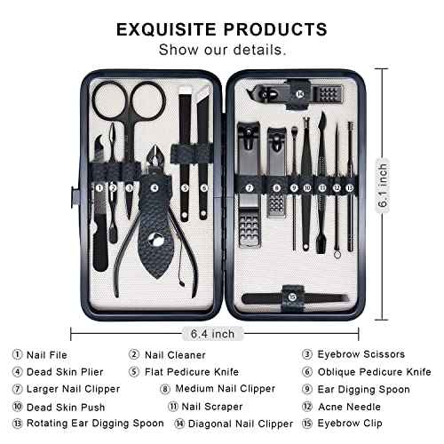 FIXBODY Nail Clippers for Men, Nail Grooming Kit, Manicure Kit Gift for Men, Nail Clippers Set for Women, Fingernail Clippers and Toenail Clippers