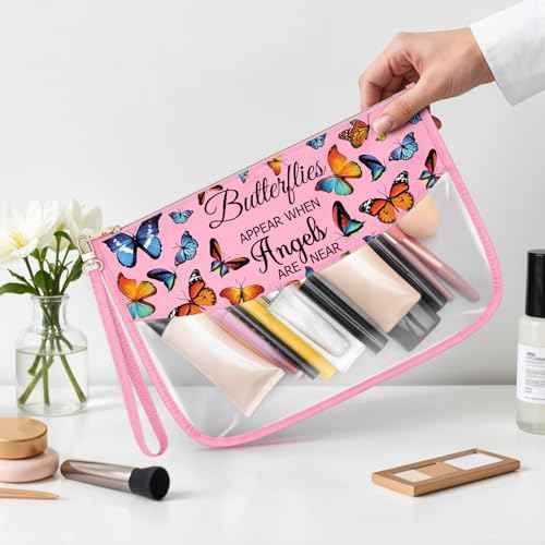 Sfodiary Butterfly Makeup Bag for Women Inspirational Gift for Butterfly Lover Animal Lover Funny Birthday Christmas Gifts for Her Daughter Sister Cosmetic Bag Zipper Travel Toiletry Pouch