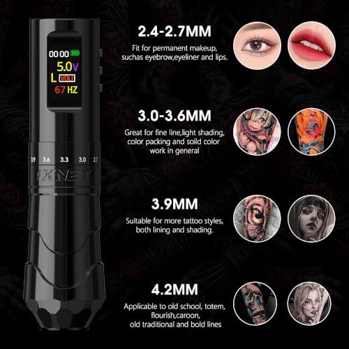 Xnet Void Tattoo Machine, Rotary Tattoo Pen Machine with 7 Adjustable Stroke, Professional Tattoo Guns with Powerful Coreless Motor for Tattoo Artists