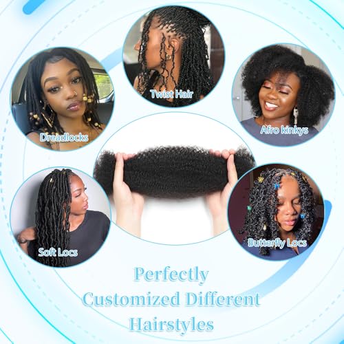 Afro Kinkys Bulk Human Hair 14 Inch Afro Kinky-Curly Human Hair Bulk for Twist Dreadlock Extensions Locs Repair Soft 4C Curly for Braids 6 Bundles 90 Gram Burgundy#