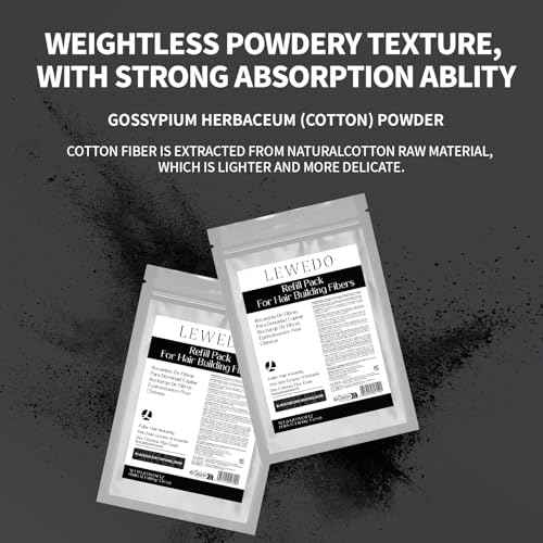 Hair Building Fibers Refill Pack - 100g Instant Thickening Fibers for Men & Women, Natural Cotton Powder, Wind/Rain Resistant, For All Hair Fiber Applicator Bottles (Medium brown)