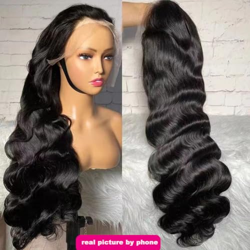 250% Density 13x6 HD Body Wave Lace Front Wigs Human Hair Pre Plucked HD Lace Frontal Wig 13x6 Glueless Full Lace Frontal Wigs Human Hair For Women Natural Black