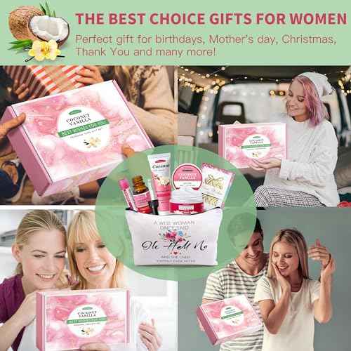 Gifts for Women,Birthday Gifts Friendship Gifts for Women,Travel Size Coconut Vanilla Spa Gifts for Her Mom Sister Friends,Unique Gift Set Ideas for Woman