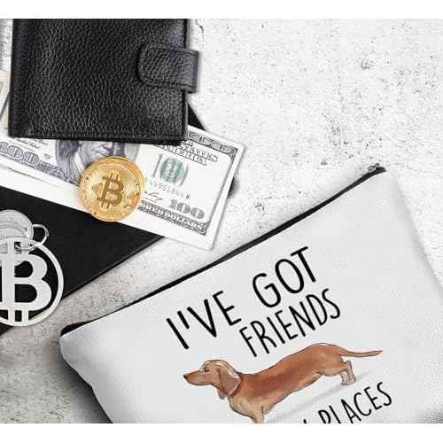 Dachshund Dog Makeup Bags,Wiener Dog gifts Leather Cosmetic Bag Zipper Pouch for Teen Girls Women,Dogs Themed Gifts Travel Organizer Zipper Pouch