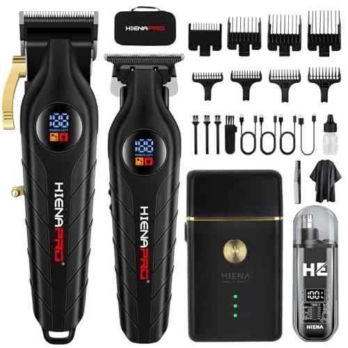 HIENA PRO Professional Cordless Hair Clipper for Men, Beard Trimmers, Electric Foil Shavers and Nose Hair Trimmer Set, Rechargeable Barber Clipper and Hair Cutting Grooming Kit