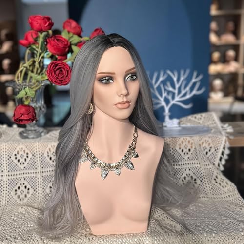 Realistic Female Mannequin Head with Shoulders for Wigs Earrings Hats Display,Glam Half Body Mannequin Head Wig Head Stand JF-DP496-YH1