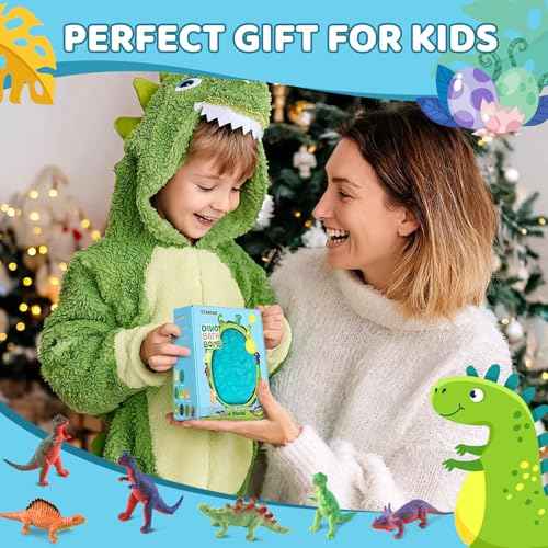 Bath Bombs for Kids with Surprise Toys Inside, Kids Christmas Gifts, Stocking Stuffers for Kids Boys, XXXL Dinosaur Egg Bubble Bath Bombs Gift Set, Dino Eggs Toys for Boys 3 4 5 6 7