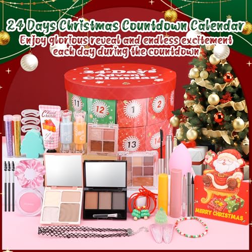 Ponhey Makeup Advent Calendar 2025,24 Days Christams Advent Beauty Calendar,Countdown Calendar For Girls Teens Women Adult,Xmas Holiday Beauty & Cosmetic Surprise Gift