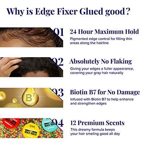 KISS COLORS & CARE Maximum Hold Edge Fixer, Non-Greasy Gel Formula Infused With Biotin B7, 24 Hour Hold, ¡®Sweet Peach¡¯ Scented, 3.38 Fl. Oz. (100 ml)