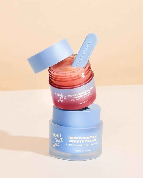 Then I Met You Rosé Resurfacing Facial Mask, Nourishing & Brightening Face Treatment with AHA, BHA & Resveratrol, Vegan & Clean Skincare, 1.76 oz