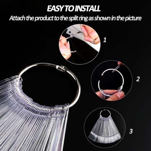 150pcs Nail Swatch Sticks with Ring, Clear Fan-shaped Nail Color Swatches with Palette Spatula Tool for Nail Polish Display Practice Nail Techs Must Haves Nail Supplies