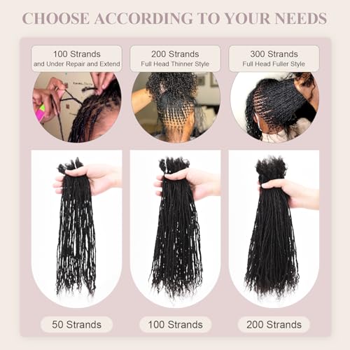 Originea Micro Locs Extesnions Human Hair 0.1cm Thickness Sisterlocks Curly Tips, Full Handmade Interlocking Permanent Soft Dreadlock Extensions Natural Looking Locs (1B# 0.1cm, 12 Inch 70 Strands)