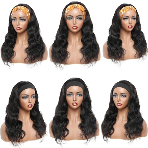 Headband Wig Human Hair Body Wave Headband Wigs for Black Women human hair glueless Wear and Go Glueless Wig 100% Brazilian Virgin Human Hair Headband wig 150% Density (20inch)