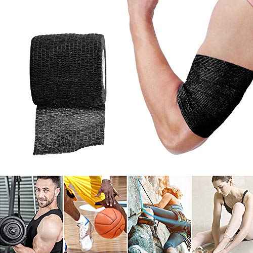 Tattoo Grip Cover Wrap - Yuelong 24pcs 2¡± x 5 Yards Black Disposable Cohesive Tattoo Grip Tape Wrap Elastic Bandage Rolls Self-Adherent Tape for Tattoo Machine Grip Tube Accessories, Sports Tape