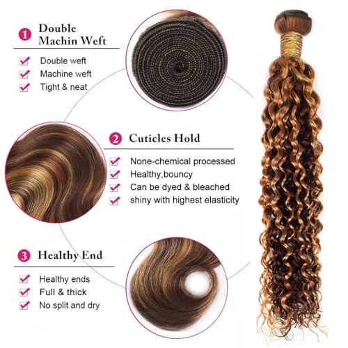 P427 Highlight Blonde Bundles Human Hair Brown Water Wave 3 Bundles 16 16 16 Inch Unprocessed Brazilian Virgin Remy Honey Blonde Water Wave Bundle Human Hair Extensions
