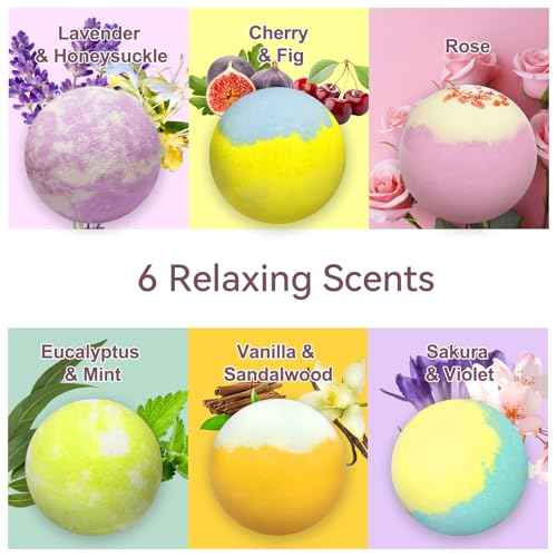Bath Bombs for Women, 12pcs Relaxing Bath Bomb Gift Set, Rich Fizzies in Essential Oils Shea Butter Sea Salt for Bubble SPA, Perfect Self Care Gift for Girls Wife Mother Her
