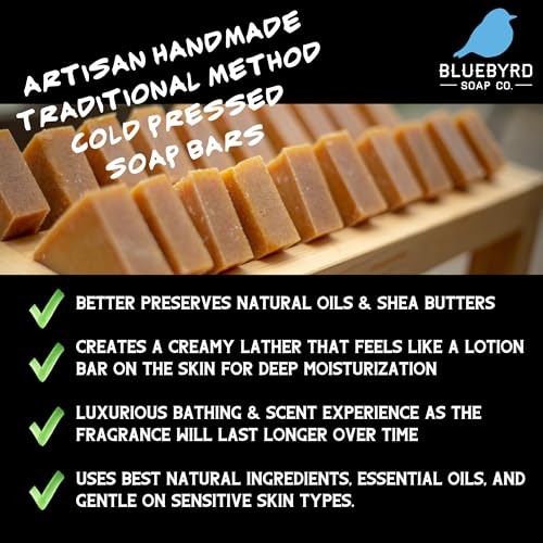 Bluebyrd Soap Co. Cedarwood + Wild Sage Bar Soap | 100% All Natural Essential Oil Soap Bar | USA Made Mens Organic Body Wash Bars | Vegan + Chemical Free (Cedarwood)