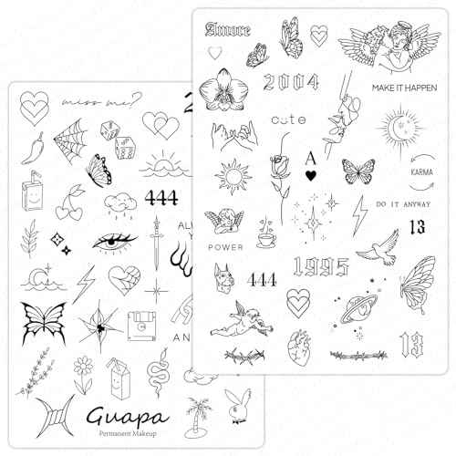 Guapa Silicone Practice Skin Double Side Tiny Tattoo Design Pre-Printed Small Tattoo Practice Pad for Tattoo Training