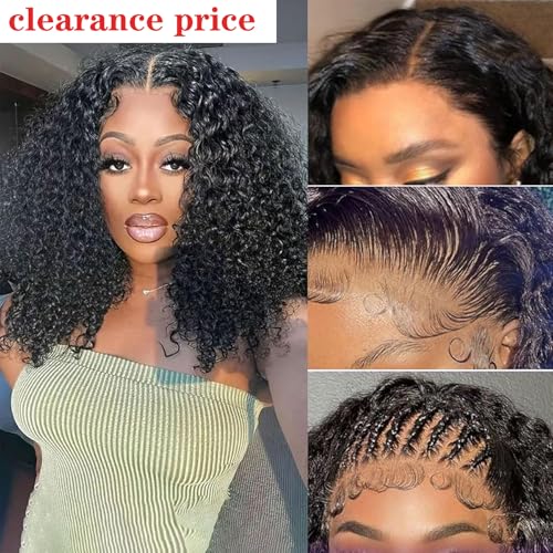 Forevermore Curly Bob Wigs Human Hair 4X4 Closure For Women Glueless 22 Inch Water Wave Wet and Wavy Lace Front Wigs Curly Human Hair Wigs 150% Density Natural Color Clearance