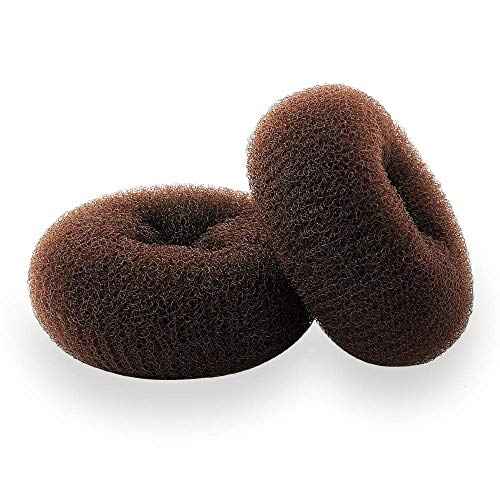 Hair Donut Bun Maker, Ring Style, 2PCS Large 3.5 Inch for Thick and Long Hair (Brown)