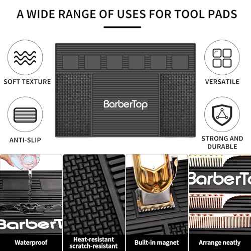 Magnetic Mat 19x12.5 Inch 6 Slots Barber Tray Hairdressing Electric Clippers Storage Mat Salon Table Tools Nonslip Cushion Heat Resistant Pad for Clippers Scissors Combs for Barbershop Salon, Home