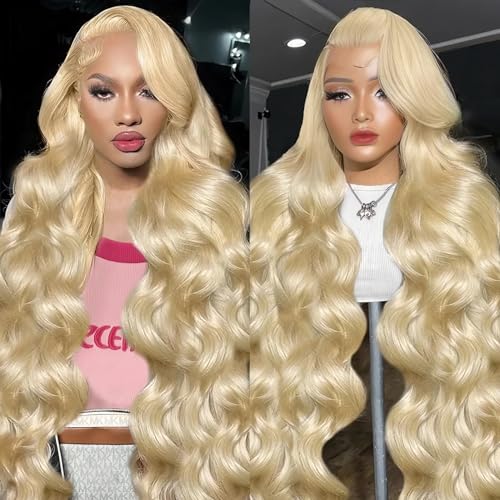 613 Lace Front Wig Human Hair 200 Density Blonde Wig Human Hair Blonde Body Wave Lace Front Wigs Human Hair Pre Plucked 613 HD Lace Frontal Wig 13x6 22 Inch