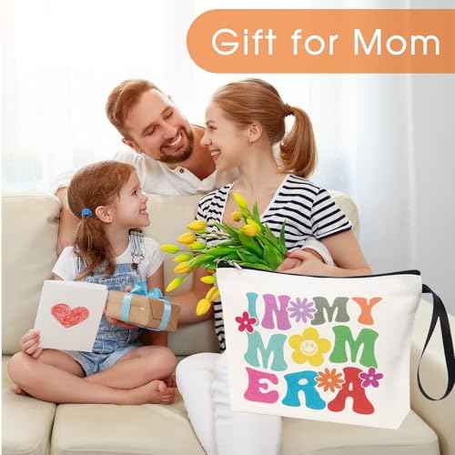 PARBEE Mom Makeup Bag In My Mom Era Cosmetic Bag Canvas Zipper Pouch Toiltery Case for Mother's Day Women Birthday Gift