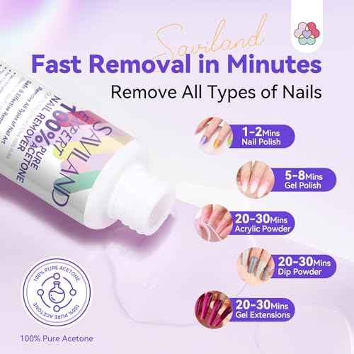 SAVILAND Acetone Nail Polish Remover Kit: 50 ML Expert Gel Nail Polish Remover Non-Drying Gel Remover with Cuticle Oil & Tools Quick Removal for Nail Polish Acrylic Dip Powder DIY Salon