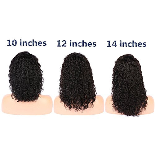 Short Deep Curly Human Hair Lace Front Wigs with Baby Hair Pre Plucked Natural Hairline Brazilian Hair Bob Wigs for Women (10 Inch, Lace Front Wig)