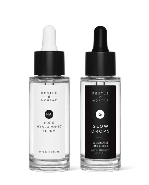 Pestle & Mortar 2% Pure Hyaluronic Acid Serum 30ml + Glow Drops - Customisable Self Tanner 30ml