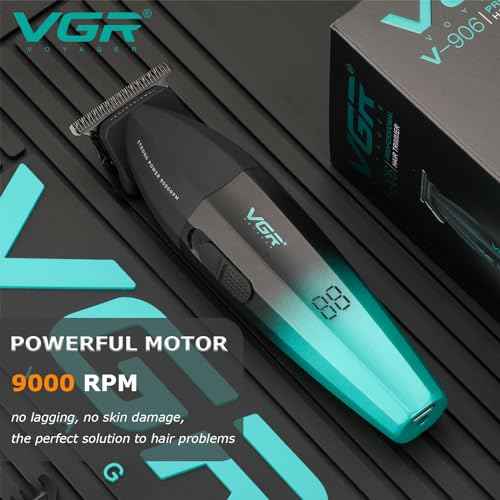 VGR 906 Fresh Fade Professional Hair Trimmer, 9000rpm Zero Gapped Beard Trimmer for Men, DLC T-Blade Cordless Hair Clipper for Barbers and USB Rechargeable, Gold
