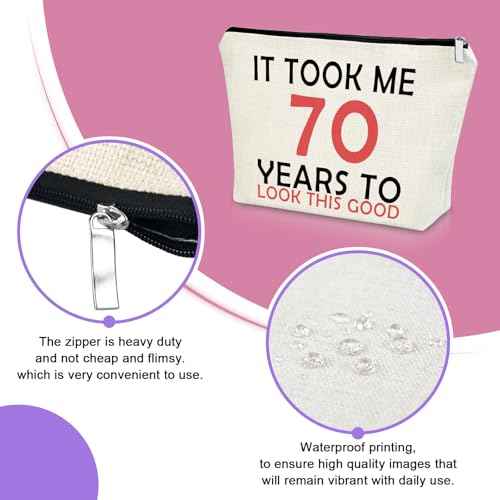 Sazuwu 70th Birthday Gifts for Women Travel Makeup Bags Cosmetic Organizer Bag Ladies Birthday Gifts 70 Years Old Ideas Birthday Gifts for Women Turning 70 It Took 70 Years to Look This Good