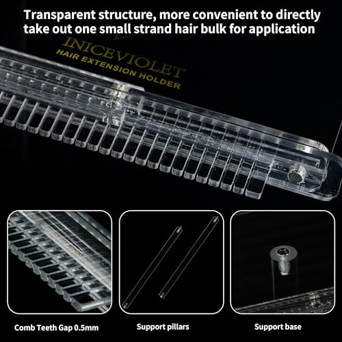 Acrylic V-Light & Ice Glue Zero Feeling Hair Extensions Kit Stand with Super Strong Magnets - Double-Sided Teeth Comb for Easy Hair Strand Separation