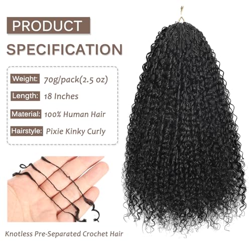 Beauty Youth Afro Kinky Curly Human Crochet Hair - Knotless Pre-Separated Feather-Light Crochet Human Hair Extensions For Braids - 70g/Pack 20Inch
