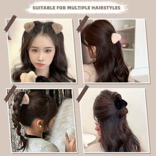 6 PCS Cat Ears Hair Claw Clips 2 Inch Small No-Slip Fuzzy Triangle Hair Clips for Women and Girls