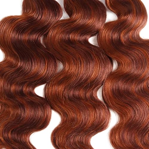 P33/350 Bundle Ombre Orange Brown Body Wave Human Hair Bundles Highlight Copper 3 Bundles 18 20 22 Inch Two Tone Reddish Brown Mixed With 350 Ginger Bundle