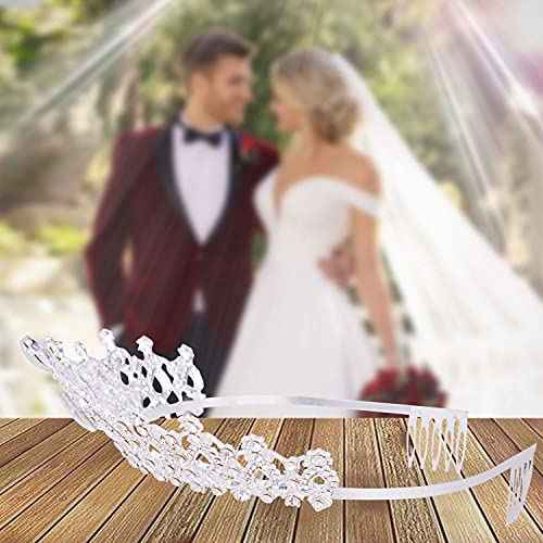 Crystal Tiaras and Crowns for Women Queen Silver Rhinestone Hair Jewelry Decor for Princess Ladies Flower Girls Bridal Bride Birthday Pageant Wedding Prom Halloween Costume Party with Combs