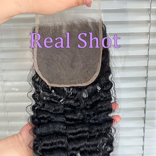 5x5 Burmese Curly Closure 100% Real Human Hair Water Wave 5x5 Transparent HD Lace Closure Natural Black 1B Color 22 Inch