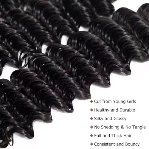 Deep Wave Bundles Human Hair One Bundle Brazilian Water Wave Human Hair Bundles 30 Inch 12A 100% Unprocessed Deep Curly Bundles Human Hair Double Weft