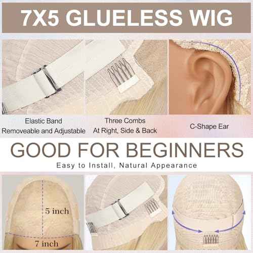 Blonde Bob Wig Human Hair 613 Bob Lace Front Wig Human Hair 13X6 Blonde lace Front Bob Wigs Pre Plucked 180% 18 inch