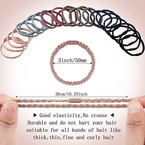 Xinnun 48 Pcs Braided Hair Ties Elastic Ponytail Holders Accessories Hair Ties Soft Rubber Bands for Women and Girls Christmas Gift, Bright Colors