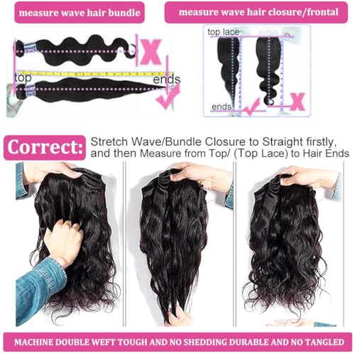 Human Hair Bundles Body Wave 16 18 20 22 Inch 100% Unprocessed Brazilian Body Wave 4 Bundles Human Hair Extensions for Women Quick Weave Natural Color