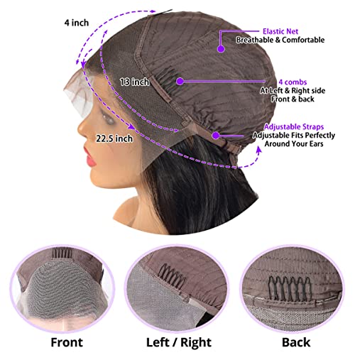 20 Inch Lace Front Wig Human Hair Body Wave Wigs for Black Women HD 13x4 Lace Frontal Glueless Wigs Human Hair Pre Plucked With Baby Hair Natural Color